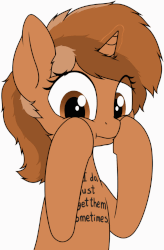 Size: 707x1080 | Tagged: safe, artist:zippysqrl, oc, oc only, oc:sign, pony, unicorn, ask sign, animated, body writing, bust, female, freckles, gif, glowing horn, magic, mute, simple background, solo, squishy cheeks, white background