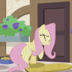 Size: 400x400 | Tagged: safe, screencap, fluttershy, pony, fluttershy leans in, g4, season 7, animated, butt, cropped, door, female, flutterbutt, fluttershy vs door, gif, mare, out of context, plot, solo