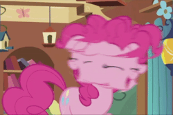 Size: 400x267 | Tagged: safe, screencap, pinkie pie, earth pony, pony, fluttershy leans in, g4, season 7, animated, female, gif, head shake, solo