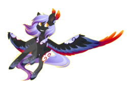 Size: 1024x729 | Tagged: safe, artist:fuyusfox, oc, oc only, oc:cloudy night, pegasus, pony, colored eyelashes, colored hooves, colored pupils, commission, ear fluff, fangs, feather, female, flying, looking at you, mare, outline, pretty, rainbow power, rainbow power-ified, simple background, smiling, solo, sparkles, spread wings, starry eyes, transparent background, watermark, wingding eyes, wings, yellow eyes