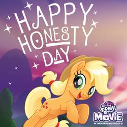 Size: 1200x1200 | Tagged: safe, applejack, g4, my little pony: the movie, official, female, honesty, my little pony logo, solo