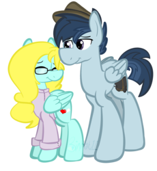 Size: 1160x1263 | Tagged: safe, artist:binkyt11, oc, oc only, oc:saving grace, oc:storm chaser, pony, female, husband and wife, male, married couple, pregnant, simple background, stallion, transparent background