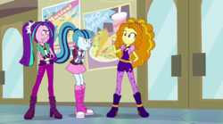 Size: 1280x714 | Tagged: safe, artist:witchityman, edit, edited screencap, screencap, adagio dazzle, aria blaze, sonata dusk, equestria girls, g4, my little pony equestria girls: rainbow rocks, aricka blaze, morty smith, rick and morty, rick sanchez, sonorty dusk, the dazzlings