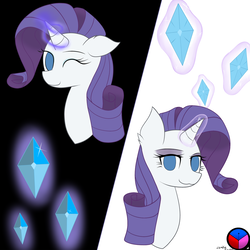 Size: 1280x1280 | Tagged: safe, artist:genericmlp, rarity, pony, g4, female, gem, magic, one eye closed, solo, wink