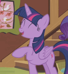 Size: 528x575 | Tagged: safe, screencap, rarity, twilight sparkle, alicorn, pony, fluttershy leans in, g4, adorkable, animated, cropped, cute, dork, female, folded wings, gif, hoofy-kicks, horses doing horse things, rearing, twiabetes, twilight sparkle (alicorn), wings