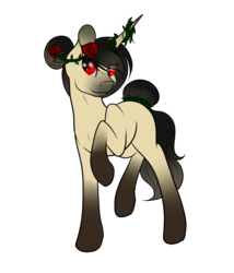 Size: 1540x1801 | Tagged: safe, oc, oc only, pony, unicorn, female, flat colors, flower, flower in hair, full body, gradient hooves, mare, raised hoof, red eyes, rose, simple background, solo, transparent background