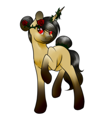 Size: 1540x1801 | Tagged: safe, oc, oc only, pony, unicorn, female, flower, flower in hair, full body, full color, gradient hooves, mare, raised hoof, red eyes, rose, simple background, solo, transparent background