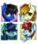 Size: 2880x3435 | Tagged: safe, artist:gaelledragons, oc, oc only, oc:flashy, oc:little flame, oc:raving story, oc:red diamond, earth pony, pegasus, pony, unicorn, high res, open mouth, signature