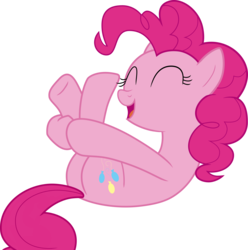 Size: 5888x5925 | Tagged: safe, artist:shutterflyeqd, pinkie pie, earth pony, pony, g4, rock solid friendship, ^^, absurd resolution, balloonbutt, butt, cute, diapinkes, eyes closed, female, legs in air, mare, open mouth, plot, simple background, smiling, solo, transparent background, vector