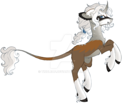Size: 900x765 | Tagged: safe, artist:tinuleaf, oc, oc only, classical unicorn, original species, pony, unicorn, wildling unicorn, cloven hooves, curved horn, deviantart watermark, horn, leonine tail, obtrusive watermark, rearing, simple background, solo, transparent background, unshorn fetlocks, watermark