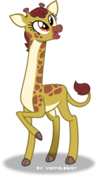 Size: 3086x5567 | Tagged: safe, artist:vector-brony, clementine, giraffe, fluttershy leans in, cute, female, high res, open mouth, raised leg, simple background, solo, transparent background, vector