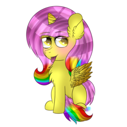 Size: 1024x1024 | Tagged: safe, artist:northlights8, oc, oc only, oc:prismatic amber, alicorn, pony, alicorn oc, blushing, chest fluff, ear fluff, female, mare, simple background, solo, tongue out, transparent background
