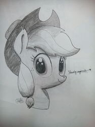 Size: 3120x4160 | Tagged: dead source, safe, artist:php142, applejack, earth pony, pony, g4, bust, cowgirl, cowgirl outfit, female, hat, high res, looking at you, monochrome, shading, solo, traditional art