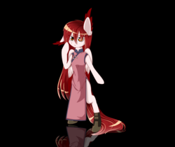 Size: 1024x860 | Tagged: dead source, safe, artist:php146, oc, oc only, oc:sora, pony, seraph, semi-anthro, bipedal, black background, clothes, dress, eye clipping through hair, female, mare, multiple wings, reflection, shoes, simple background, solo