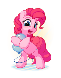 Size: 1100x1400 | Tagged: safe, artist:bobdude0, pinkie pie, earth pony, pony, g4, balloon, bipedal, cute, diapinkes, female, hoof hold, hug, mare, solo, that pony sure does love balloons