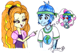 Size: 859x599 | Tagged: safe, artist:lovelygirlmusicer, adagio dazzle, captain planet, equestria girls, g4, capdazzle, clothes, fingerless gloves, gloves, shipping