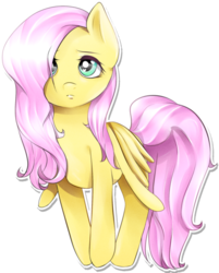 Size: 400x498 | Tagged: safe, artist:okaces, fluttershy, pony, g4, female, looking up, simple background, solo, standing, transparent background