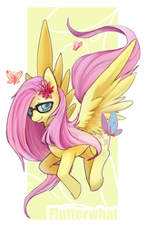 Size: 500x773 | Tagged: safe, artist:mousu, fluttershy, butterfly, pegasus, pony, g4, female, glasses, looking at you, mare, solo, spread wings, wings