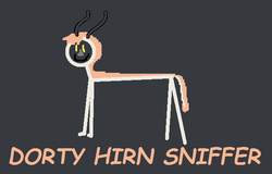 Size: 602x385 | Tagged: safe, artist:shredhexstring, derpibooru exclusive, oc, oc only, pony, dirty horn sniffer, dorty hirn sniffer, male, solo, stylistic suck