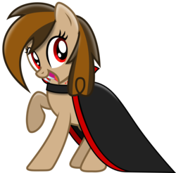 Size: 3051x3000 | Tagged: safe, artist:beanbases, artist:uponia, oc, oc only, oc:cupcake slash, pony, vampire, clothes, costume, fangs, female, high res, nightmare night costume, open mouth, red eyes, simple background, solo, transparent background
