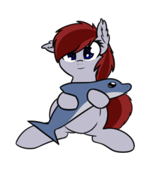 Size: 1280x1391 | Tagged: safe, artist:neuro, oc, oc only, oc:vannie, bat pony, dolphin, pony, cute, ear fluff, ear tufts, female, floppy ears, hoof hold, hug, looking at you, mare, ocbetes, simple background, sitting, smiling, solo, starry eyes, transparent background, wingding eyes