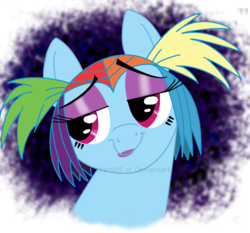 Size: 1583x1474 | Tagged: safe, artist:kirbtaro05, rainbow dash, pony, g4, bedroom eyes, clothes, cosplay, costume, female, growing up creepie, makeup, signature, solo
