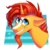 Size: 2000x2000 | Tagged: safe, artist:plnetfawn, sunburst, pony, unicorn, g4, abstract background, bust, collaboration, high res, male, portrait, simple background, smiling, solo, stallion, transparent background