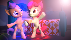 Size: 3840x2160 | Tagged: safe, artist:viranimation, apple bloom, tender taps, earth pony, pony, g4, 3d, dancing, female, high res, male, shipping, source filmmaker, straight, tenderbloom