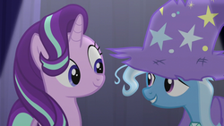 Size: 1280x720 | Tagged: safe, screencap, starlight glimmer, trixie, pony, g4, no second prances