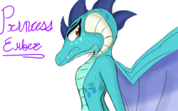 Size: 1920x1200 | Tagged: safe, artist:mildockart, princess ember, dragon, g4, gauntlet of fire, colored sketch, female, looking back, simple background, solo, text, white background