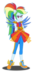 Size: 2320x4747 | Tagged: safe, artist:deannaphantom13, rainbow dash, equestria girls, g4, my little pony equestria girls: legend of everfree, clothes, crossed arms, crystal guardian, crystal wings, dress, female, hasbro, hasbro studios, high res, looking at you, ponied up, ponytail, shoes, simple background, smiling, sneakers, solo, standing, super ponied up, transparent background, wings