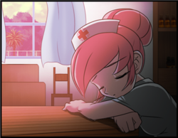 Size: 361x280 | Tagged: safe, artist:mauroz, nurse redheart, human, g4, cropped, female, humanized, sleeping, solo