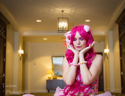 Size: 1024x791 | Tagged: safe, artist:dollyprincess, pinkie pie, human, g4, clothes, cosplay, costume, eyes closed, irl, irl human, photo, shirt, solo