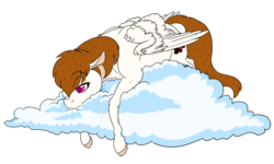 Size: 1120x672 | Tagged: safe, artist:bijutsuyoukai, oc, oc only, oc:milkshake, pegasus, pony, bored, cloud, female, mare, simple background, solo, transparent background