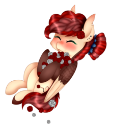 Size: 3689x4145 | Tagged: safe, artist:enghelkitten, oc, oc only, oc:rose, pegasus, pony, eyes closed, female, flower, high res, mare, rose, simple background, solo, transparent background