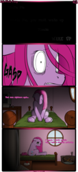 Size: 1245x2721 | Tagged: safe, artist:underwoodart, pinkie pie, earth pony, pony, ask pink-pony, g4, bed, comic, pinkamena diane pie, sad