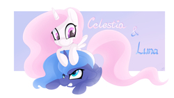 Size: 2997x1689 | Tagged: safe, artist:black-cat-kira, princess celestia, princess luna, pony, g4, angry, annoyed, cewestia, female, filly, filly celestia, filly luna, frown, gritted teeth, pink-mane celestia, prone, royal sisters, smiling, woona, younger