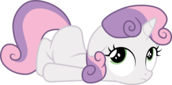 Size: 6109x3001 | Tagged: safe, artist:cloudy glow, sweetie belle, pony, unicorn, g4, sisterhooves social, .ai available, absurd resolution, blank flank, cute, diasweetes, female, filly, looking back, lying down, simple background, solo, transparent background, vector