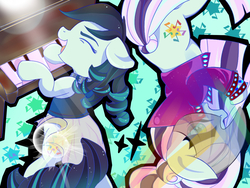 Size: 1024x768 | Tagged: safe, artist:kumikoponylk, coloratura, earth pony, pony, g4, clothes, countess coloratura, cutie mark, dress, eyes closed, floppy ears, musical instrument, open mouth, piano, rara, smiling