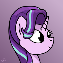 Size: 4167x4167 | Tagged: safe, artist:up-world, starlight glimmer, pony, g4, absurd resolution, bust, female, gradient background, portrait, smiling, solo