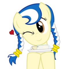 Size: 2186x2083 | Tagged: safe, artist:up-world, oc, oc only, oc:anagua, earth pony, pony, female, heart, high res, mare, nation ponies, nicaragua, one eye closed, ponified, simple background, solo, transparent background, wink