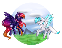 Size: 5172x4072 | Tagged: safe, artist:radiadiart, artist:squishkitti, oc, oc only, oc:evening cloud, pegasus, pony, absurd resolution, collaboration, duo