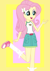 Size: 467x669 | Tagged: safe, artist:eduardonunes109, fluttershy, equestria girls, g4, camp everfree outfits, clothes, female, shoes, shorts, sneakers, socks, solo