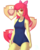 Size: 2400x3000 | Tagged: safe, artist:souladdicted, apple bloom, human, equestria girls, g4, bow, breasts, clothes, female, hair bow, high res, humanized, looking at you, older, older apple bloom, one-piece swimsuit, pinup, red hair, simple background, smiling, solo, swimsuit, transparent background