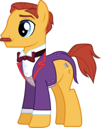 Size: 6134x7782 | Tagged: safe, artist:pink1ejack, gameloft, keykeeper concierge, earth pony, pony, g4, my little pony: magic princess, stranger than fan fiction, absurd resolution, background pony, bowtie, clothes, concierge, facial hair, gustave h, male, moustache, ponified, simple background, smiling, solo, stallion, suit, the grand budapest hotel, transparent background, vector