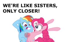 Size: 2075x1215 | Tagged: safe, pinkie pie, rainbow dash, pony, g4, can you spare a dime?, conjoined, spongebob squarepants, story included, vein, wat, what has science done