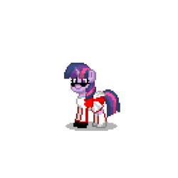 Size: 400x400 | Tagged: safe, twilight sparkle, pony, unicorn, pony town, g4, boots, clothes, cute, female, mare, shoes, simple background, skirt, skirt lift, smiling, solo, sunglasses, transparent background, voice actor joke