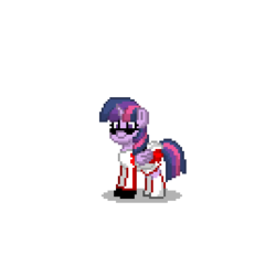 Size: 400x400 | Tagged: safe, alternate version, twilight sparkle, alicorn, pony, pony town, g4, boots, clothes, cute, female, mare, revised, shoes, simple background, skirt, skirt lift, smiling, solo, sunglasses, transparent background, twilight sparkle (alicorn), voice actor joke
