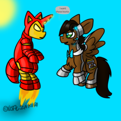 Size: 1024x1024 | Tagged: safe, artist:usagi-zakura, oc, oc:mister clever, pony, crossover, doctor who, eleventh doctor, iron man, ponified