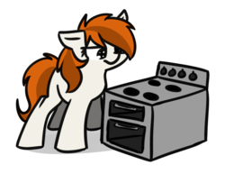Size: 1084x836 | Tagged: safe, artist:neuro, oc, oc only, oc:brave, earth pony, pony, female, floppy ears, mare, oven, simple background, solo, transparent background
